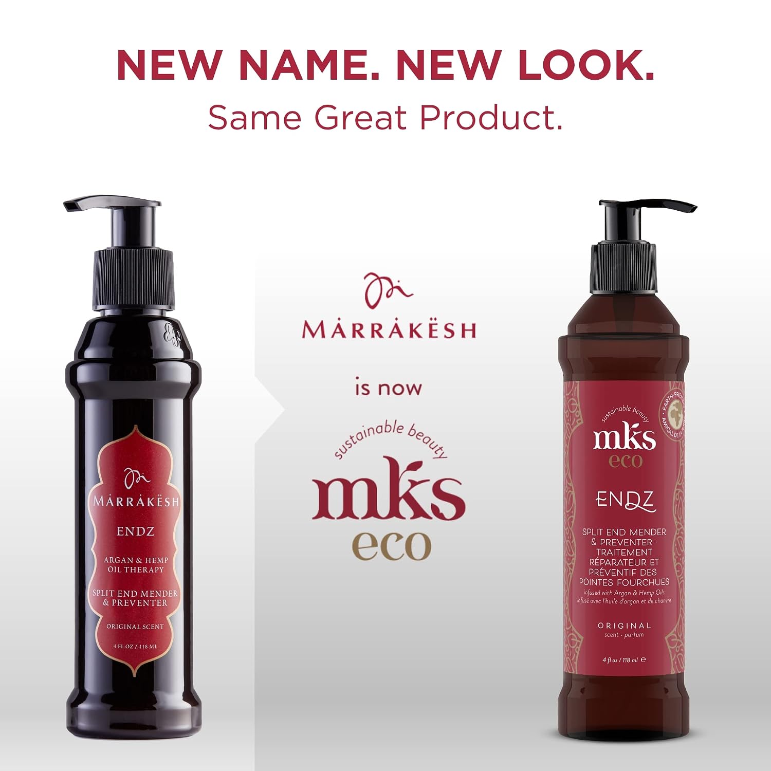 Marrakesh Endz, Original Scent - 4 fl. oz. - 2 Pack - Split End Mender & Preventer - Morrocan Argan Oil, Hemp Seed Oil - Vegan & Cruelty-Free