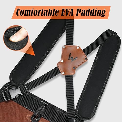 Miniatura 7 de WELKINLAND Delantal de herramientas de lona encerada de 11 bolsillos, delantal de carpintero resistente, cómodo delantal de carpintería, práctico