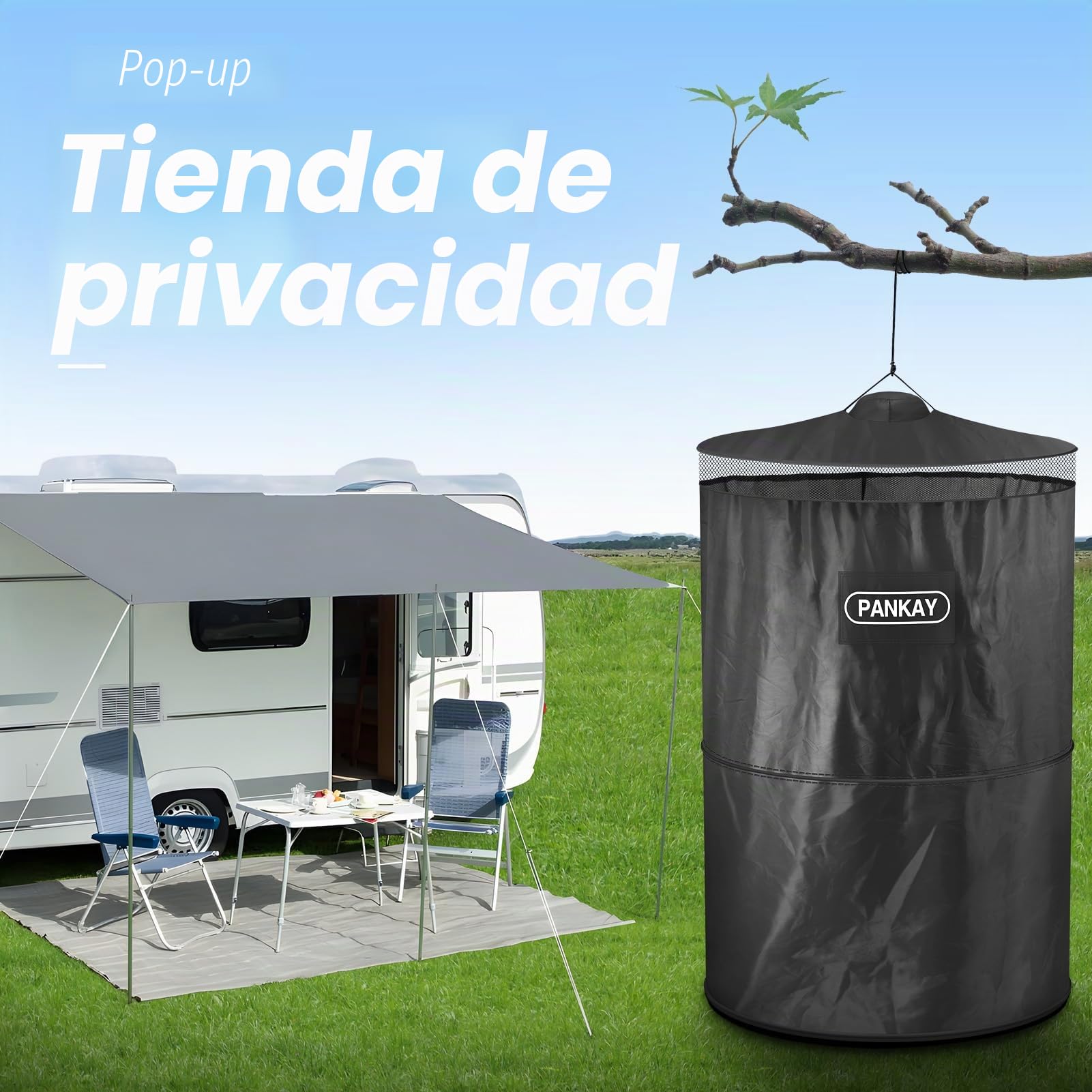 PANKAY Tienda de campaña desplegable de privacidad, portátil para Acampar al Aire Libre, baño, Refugio Plegable para Acampar y Emergencia, Ligera y Resistente, fácil de Instalar, Plegable, con Bolsa