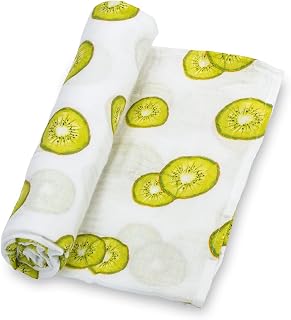 LollyBanks Swaddle Blanket, 100% Cotton Muslin Swaddle Blankets for Boys and Girls, Large 47 x 47 Inches Baby Blanket, Soft and Breathable Newborn Receiving Blankets, Registry (Kiwi Fruit Print)