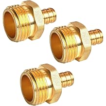3 pcs 1/2" PEX Male x 3/4 GHT Male Connector, Brass Pex Fitting, Garden Hose Adapter for PEX Plumbing, Garden Hose, and Irrigation Systems
