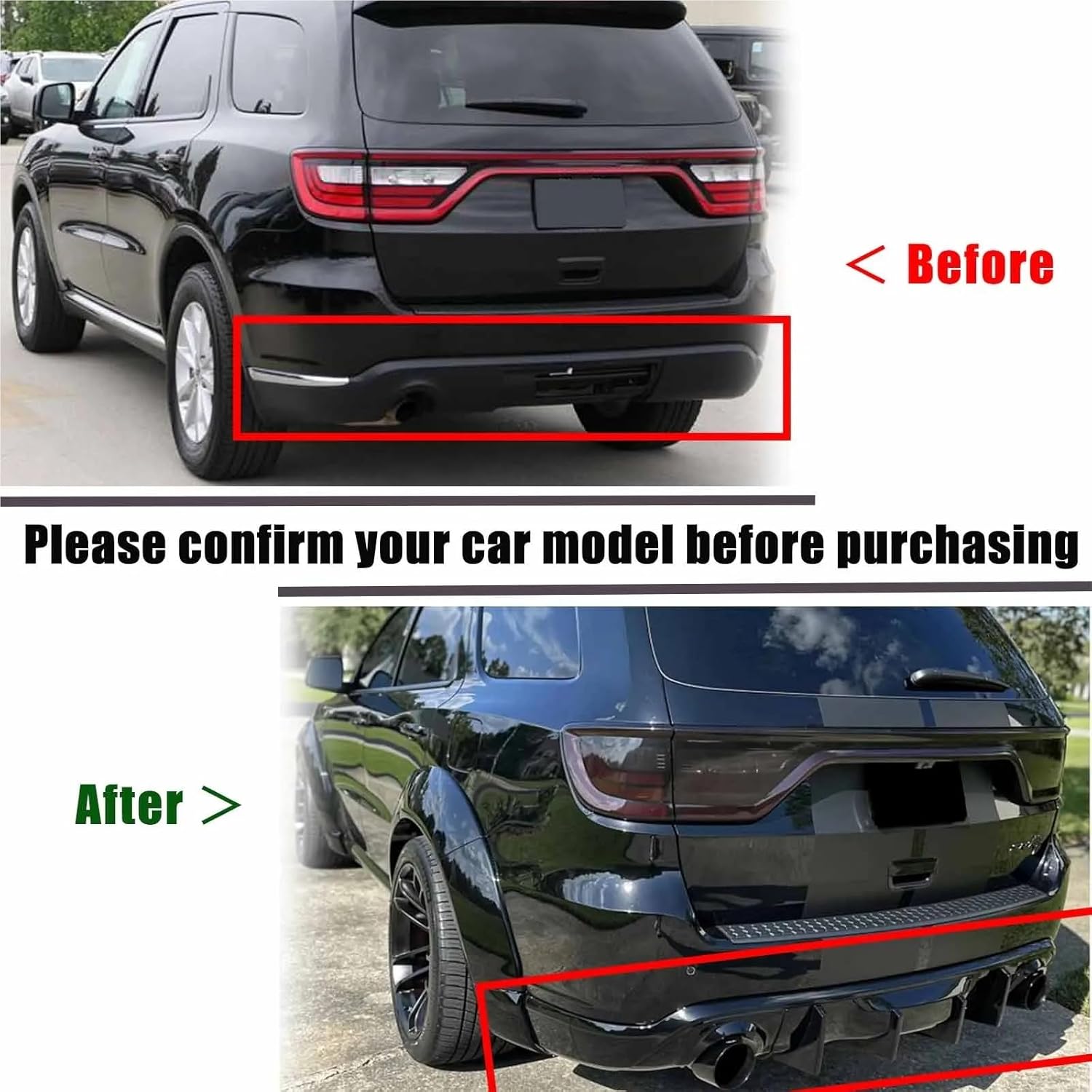 Gloss Black Carbon Fiber Print Rear Bumper Diffuser For Dodge Durango 2011-2024 GT SRT SXT All Models Body Kit(Carbon Fiber Print)