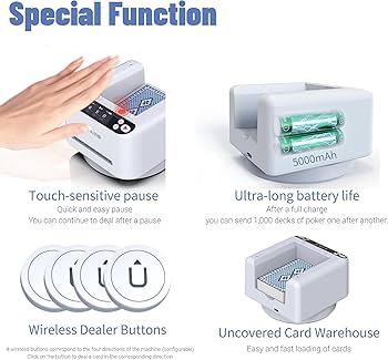 自動カード　シャッフルディーラーマシン　360°回転バッテリー内蔵2000mAh Amazon.co.jp: カードシャッフラー 自動カードディーラーと