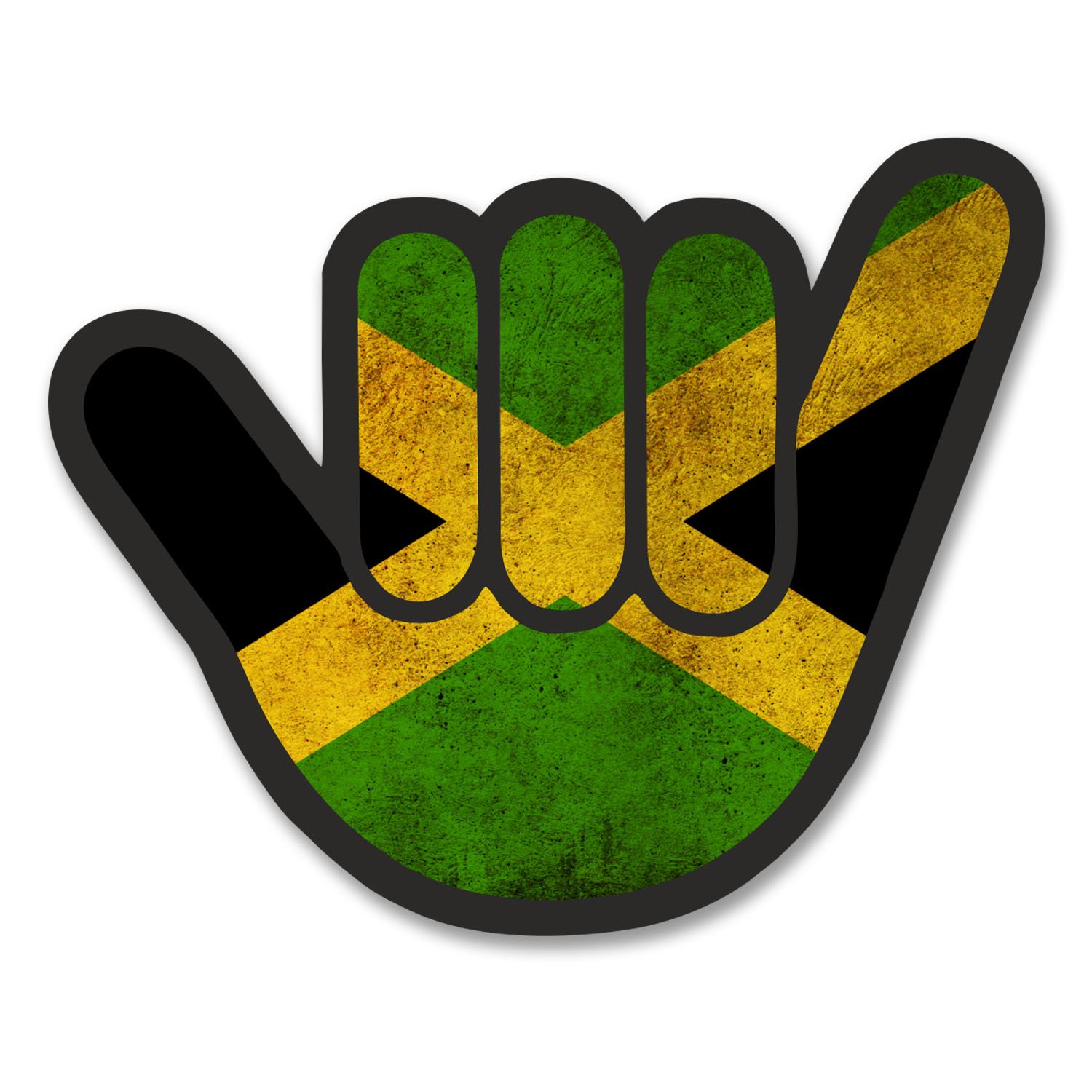 2 x 10cm Jamaica Flag Shocker Hand Vinyl Sticker Decal Laptop Car Jamaican #6183 (10cm Wide x 8cm Tall)