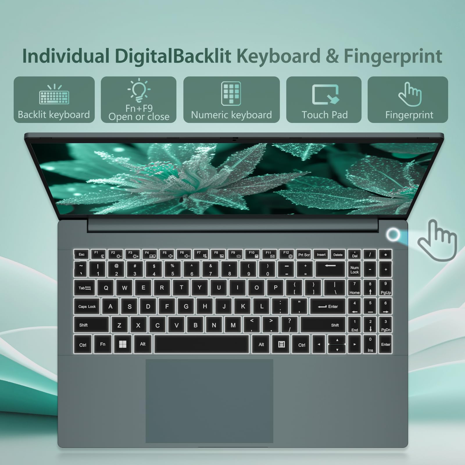 Notebook 15,6 Pollici, AND Ryzen 5 7520H, Win11 PC Portatile 16 GB RAM 512 GB SSD, Laptop Grafica Radeon, Digitale Tastiera Retroilluminata/Sblocco Impronta Digitale, Type-C+Mini-HDMI+5000mAh Battery