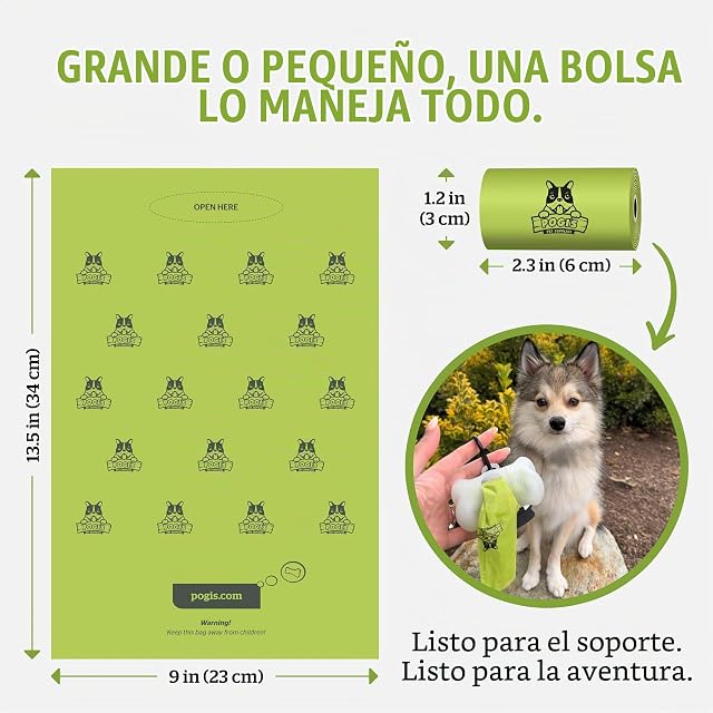 Foto 4 de 8 de Pogi dispensador con 1 rollo (15 bolsas) - resistentes y herméticas, sin aroma