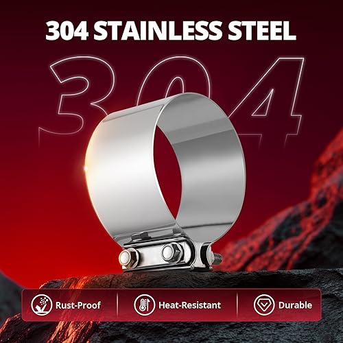 Miniatura 27 de EVIL ENERGY Abrazadera de escape de 2.0 pulgadas, acoplador de manguito de abrazadera de acero inoxidable para tuberías, silenciadores