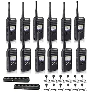 Motorola DTR700 Digital 2-Way Radio 50 Channels DTR700 2 x Multi-Unit Charger 12 x HKLN4606 Remote Speaker Mic