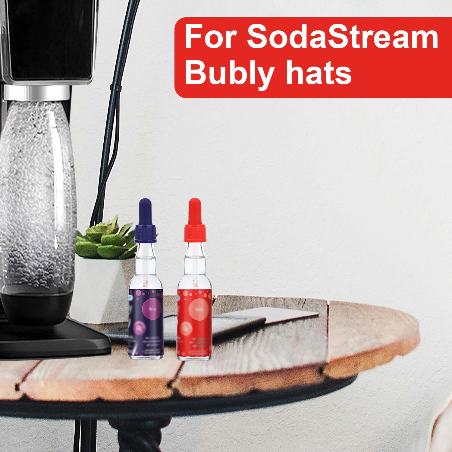 6szt Szklanych Pipet z Kroplomierzem i Szczoteczką do Czyszczenia, Wielokolorowe Szklane Pipety z Miarkami Kompatybilne z Kroplami Sodastream Bubly Bubbly Drops (6 Kolorów)