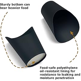 CAMKYDE 50 Pcs French Fries Holder, 14oz Disposable Paper French Fry Cups Charcuterie Cups for all Occasions (14oz, Black)