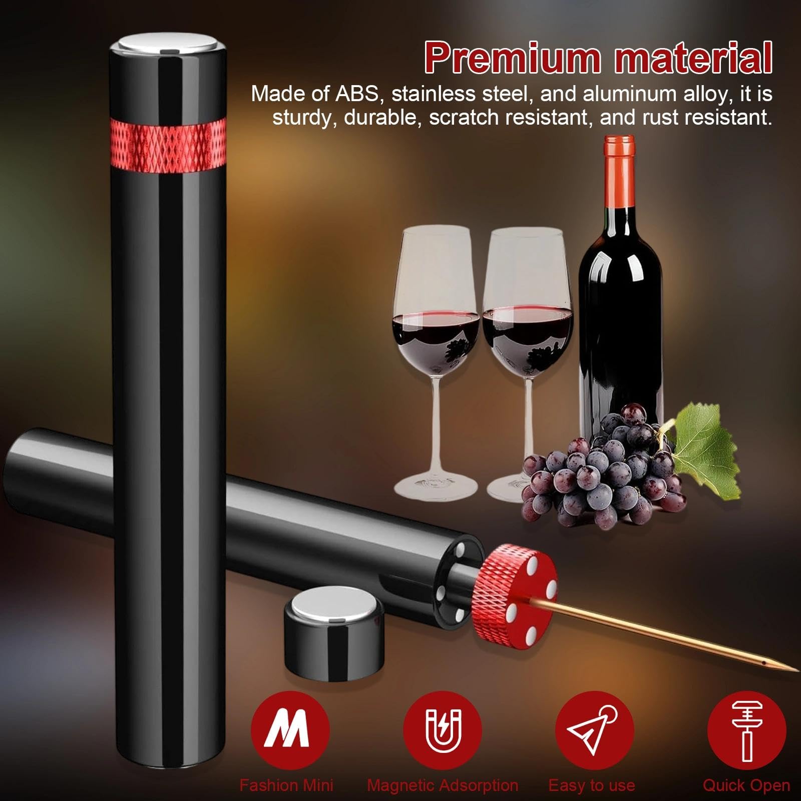 DEANKEJI Abridor de Vino Aire Comprimido, Portátil Sacacorchos Profesional, Creativo Saca Corchos Neumatico, Abridor de Botellas Aire a Presión, para Hogar, Bar, Boda