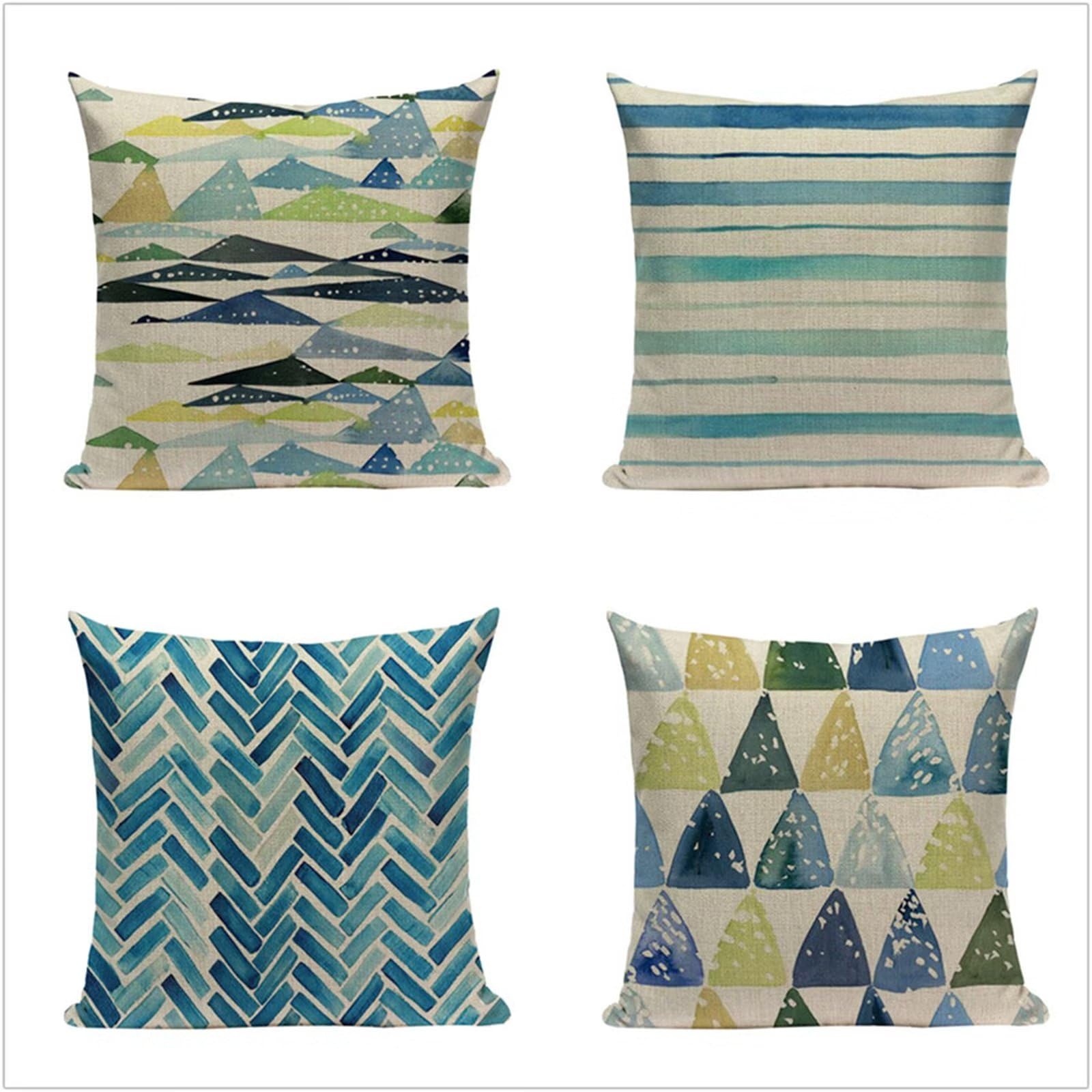 YG1017 poszewki na poduszki 75 x 75 cm zestaw 4 dużych poszewek na poduszki ocean, geometryczne lniane kwadratowe poszewki na poduszki, na sofę, do ogrodu, na zewnątrz, dekoracyjne poszewki na