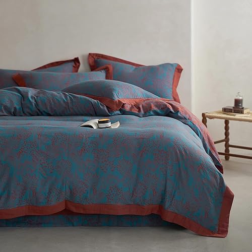 Miniatura 12 de VM VOUGEMARKET - Juego de funda de edredón floral rosa, Queen, 3 piezas, ropa de cama de algodón para niñas estilo campestre romántico, con cierre