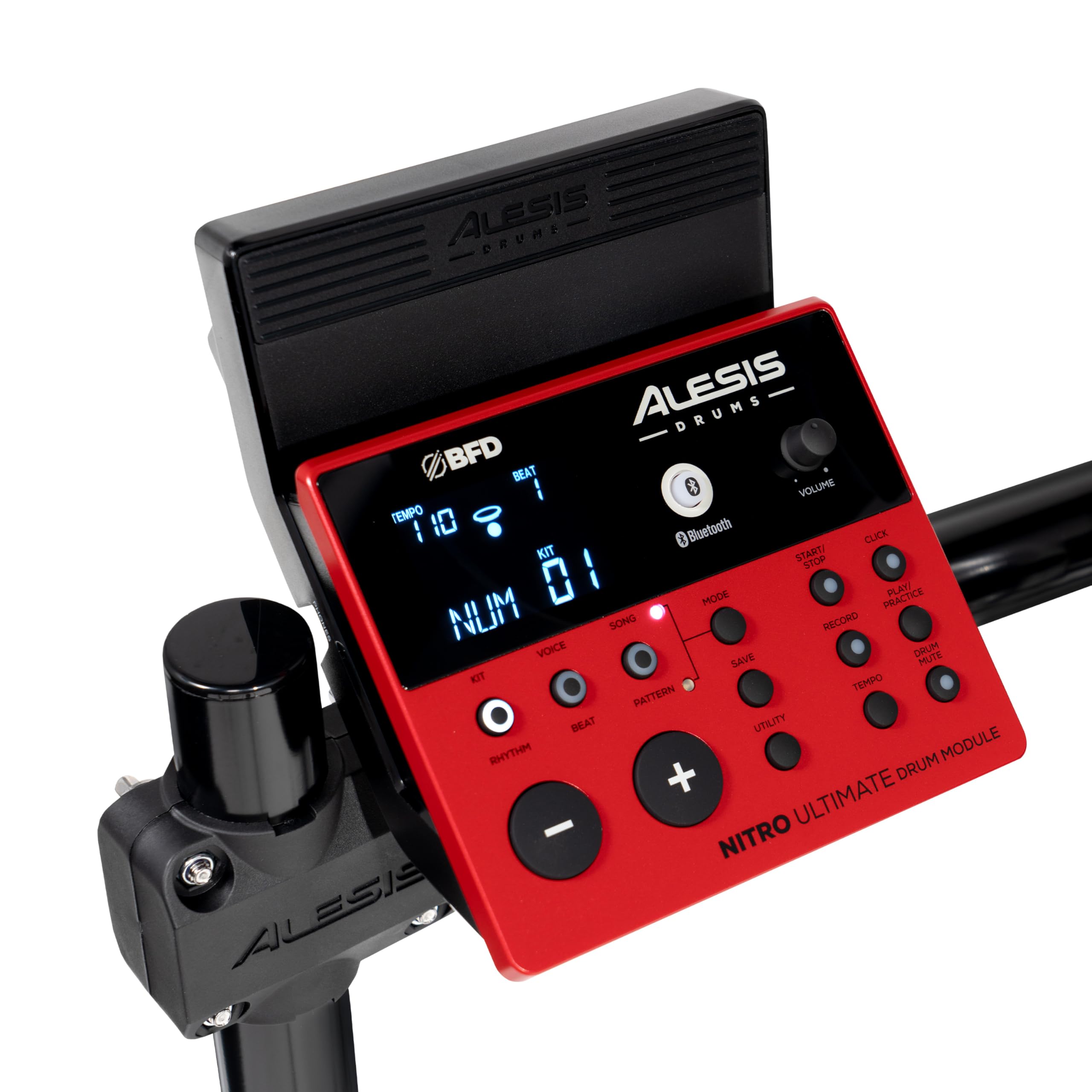 Alesis Nitro Ultimate Elektroniczny Zestaw Perkusyjny z Podwójnymi Padami Siatkowymi, Niezależnym Hi-Hatem, 640 Brzmieniami BFD 52 Zestawami, Bluetooth, Drumeo, USB MIDI, Podwójną Stopą Basową