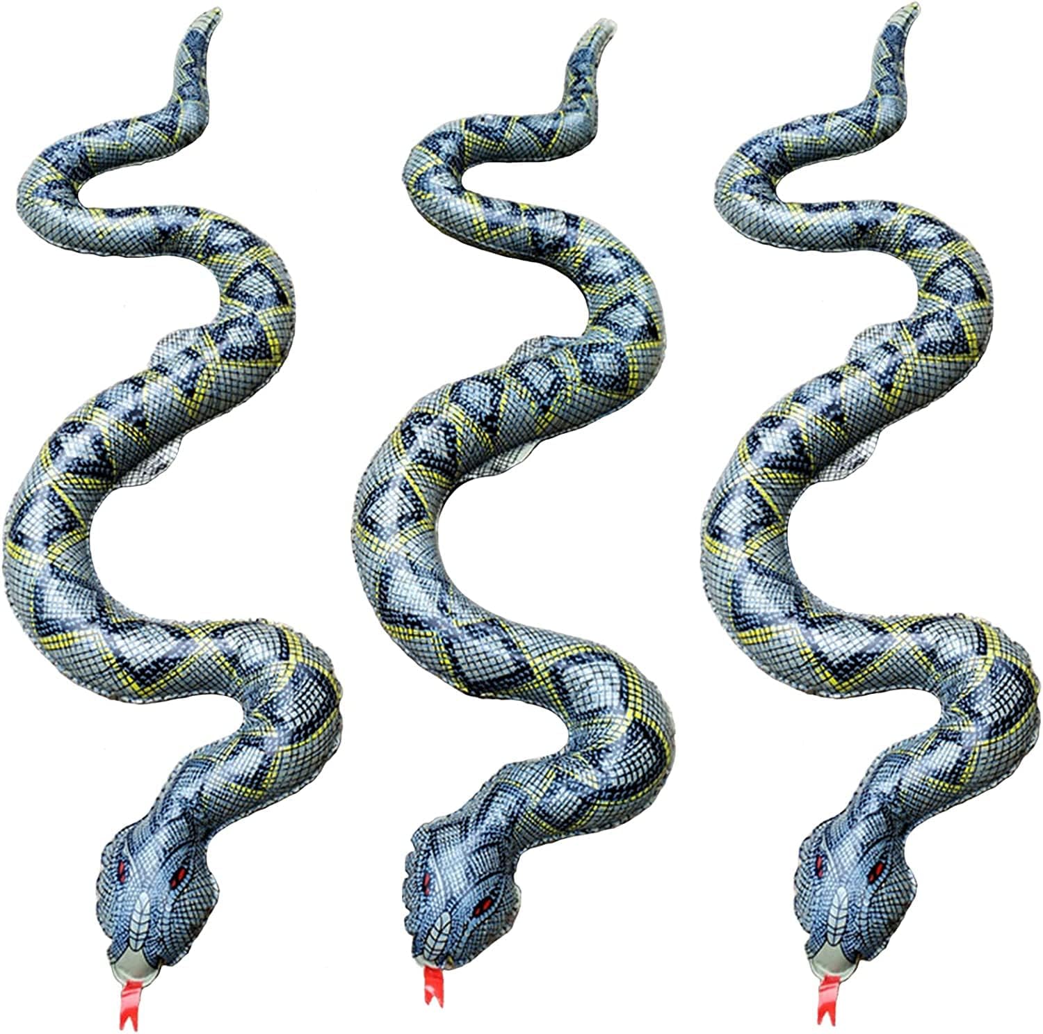 3pcs Inflatable Snake 39'' Realistic Fake Snake Animal Pool Floats