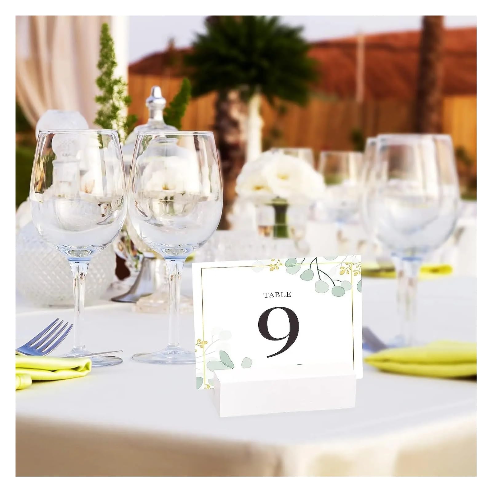 Lot de 12 porte-cartes en bois pour numéro de table, porte-nom, décoration de fête de mariage, événements, couleur noyer