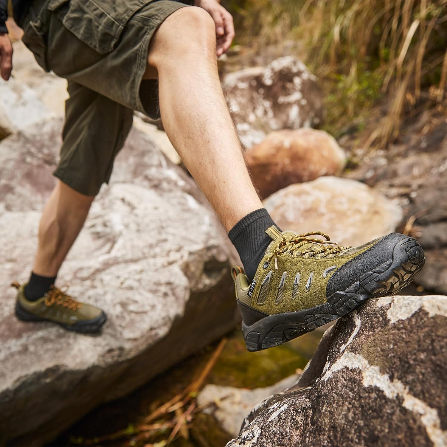 SHULOOK Men's Waterproof Hiking Shoes Lightweight Anti Slip Outdoor Ankle Boots Breathable Hike Trekking Trails Shoe - Image 5