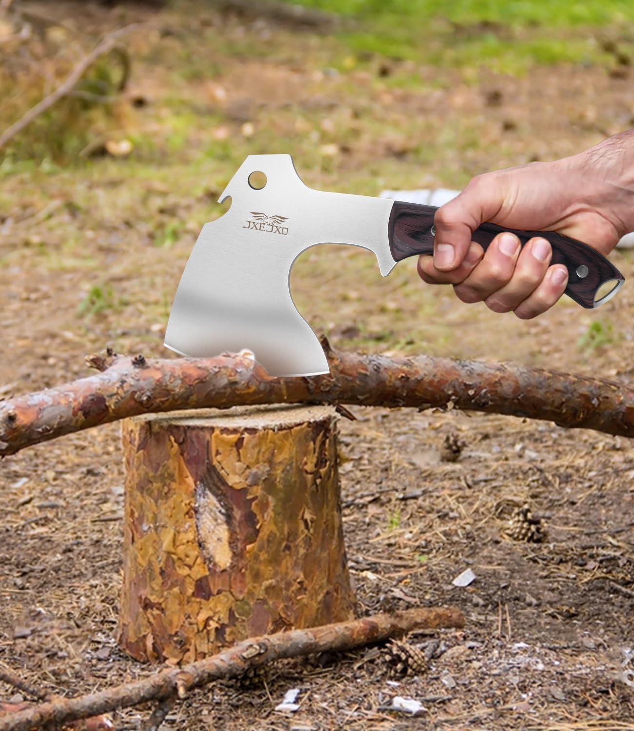 JXE JXO Hatchet, 9.4" Full Tang Camp Hatchet Bushcraft and Camping Gear - with Nylon Sheath