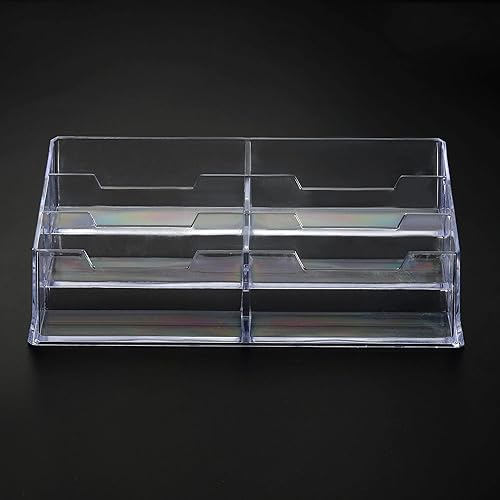 Miniatura 3 de PATIKIL Soporte para tarjetas de visita, 6 ranuras de plástico, soporte de exhibición para tarjetas de presentación para escritorio de oficina,