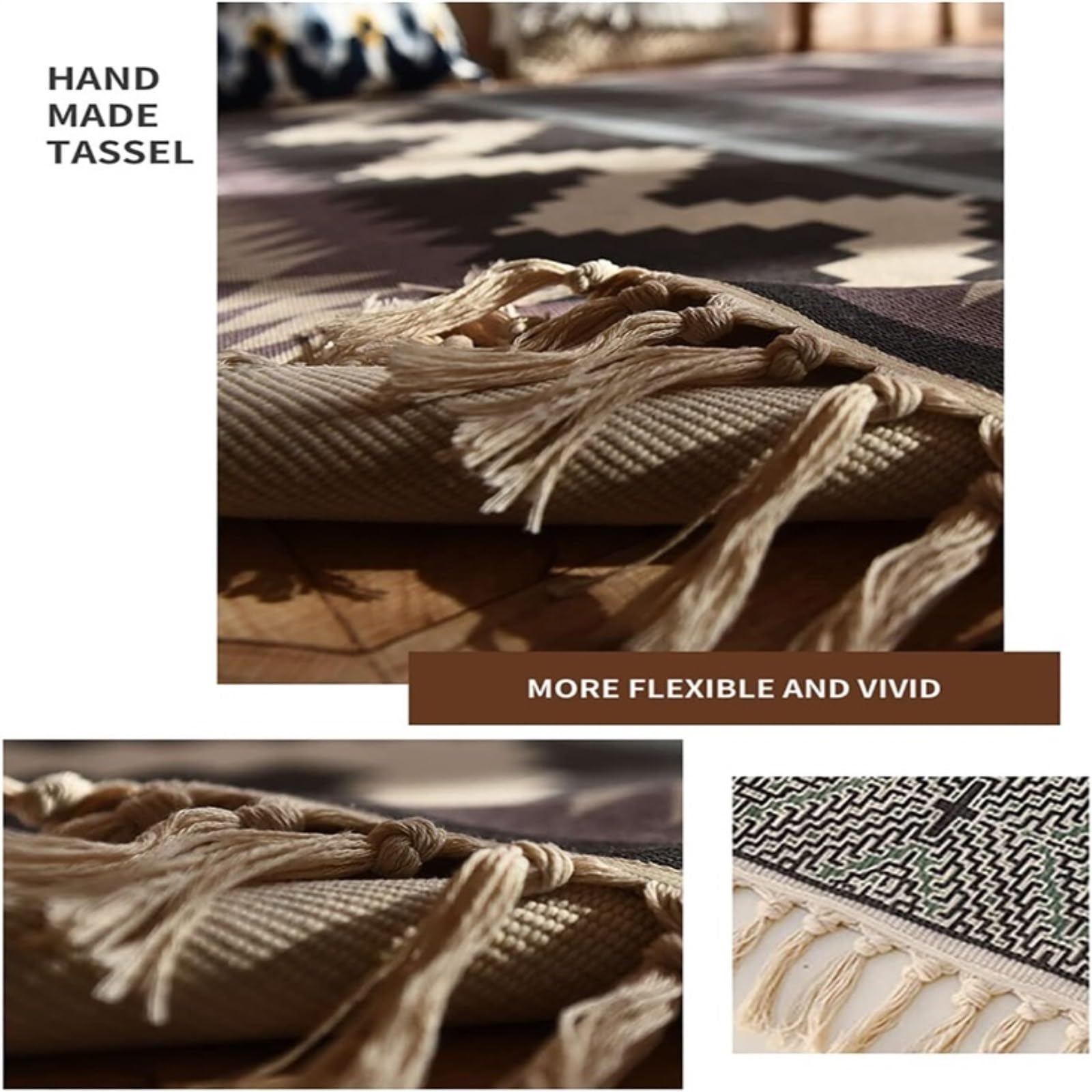 Tappeto da bagno in cotone con nappe, tappeto da ingresso per interni e protezione del pavimento
