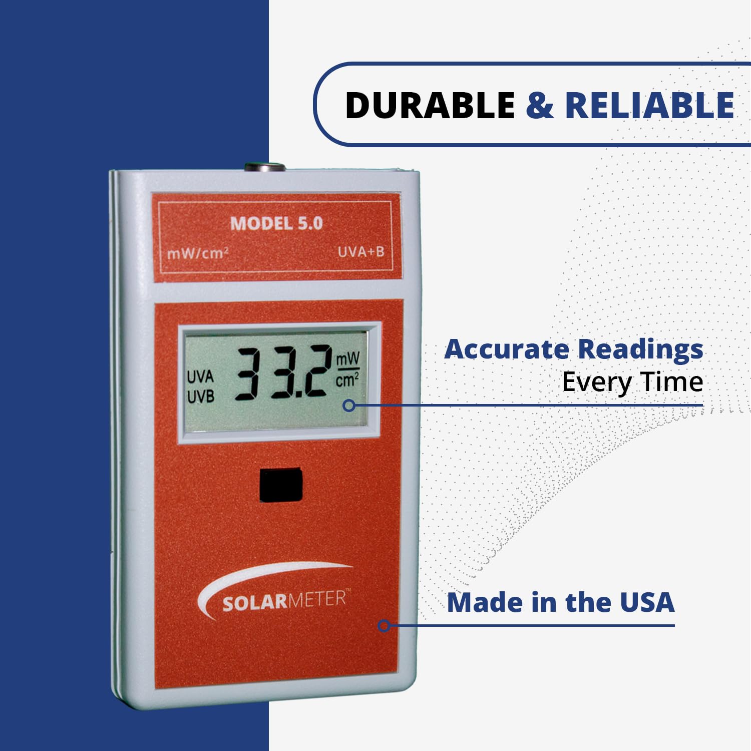 Solarmeter Model 5.0 Digital UV Radiometer - Hand Held UV Meter for Curing Lamps & More - Measures 280-400 nm from 0-199.9 mW/cm²
