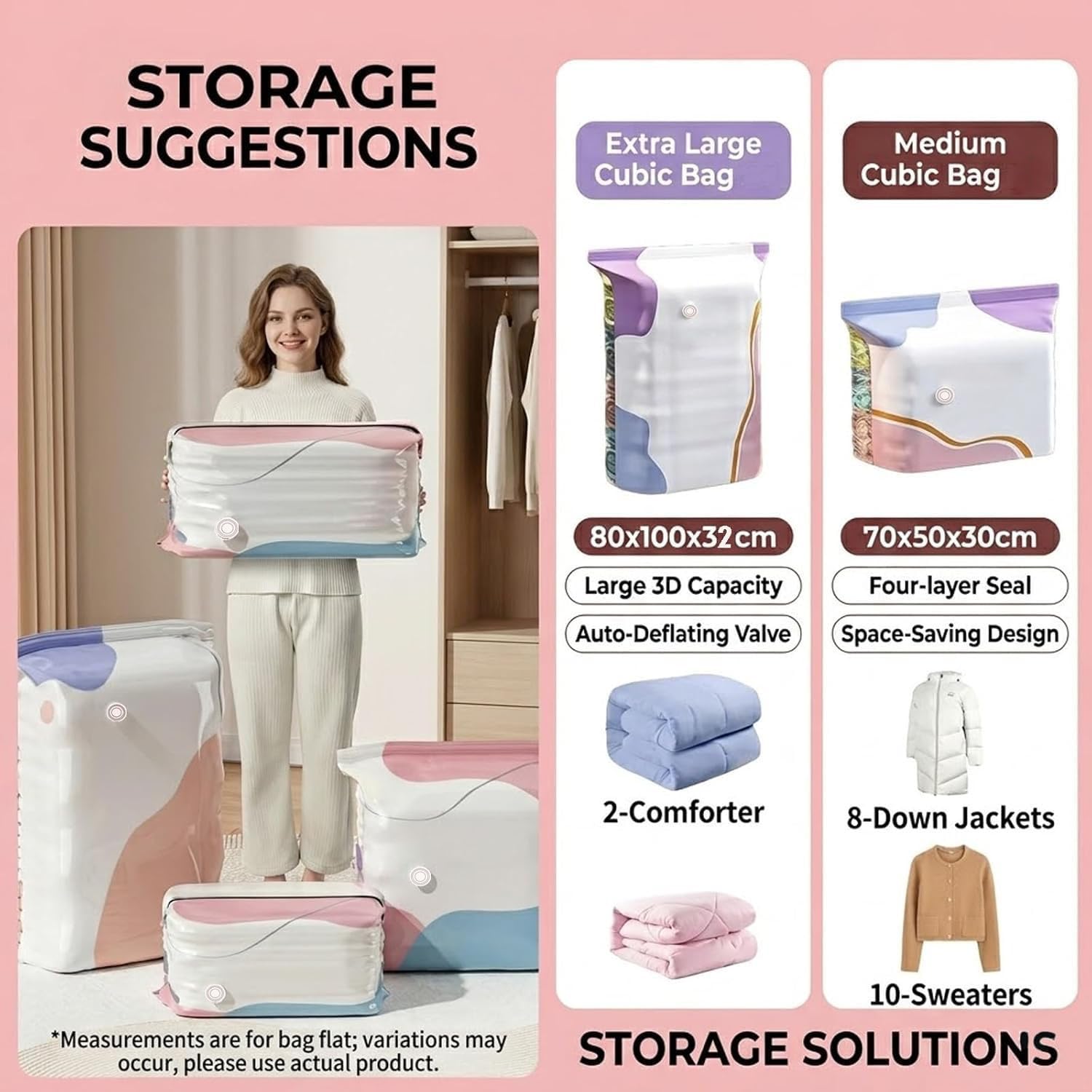 Life Space Creator Storage Bags,3D-Vakuum-Aufbewahrungsbeutel Ohne Pumpe,No Pump 3D Vacuum 𝐒torage 𝐋ife 𝐒pace Creator,Life Space Vakuumbeutel,No‑pump Vacuum Storage Bags – Press & Seal (Large,5pcs)