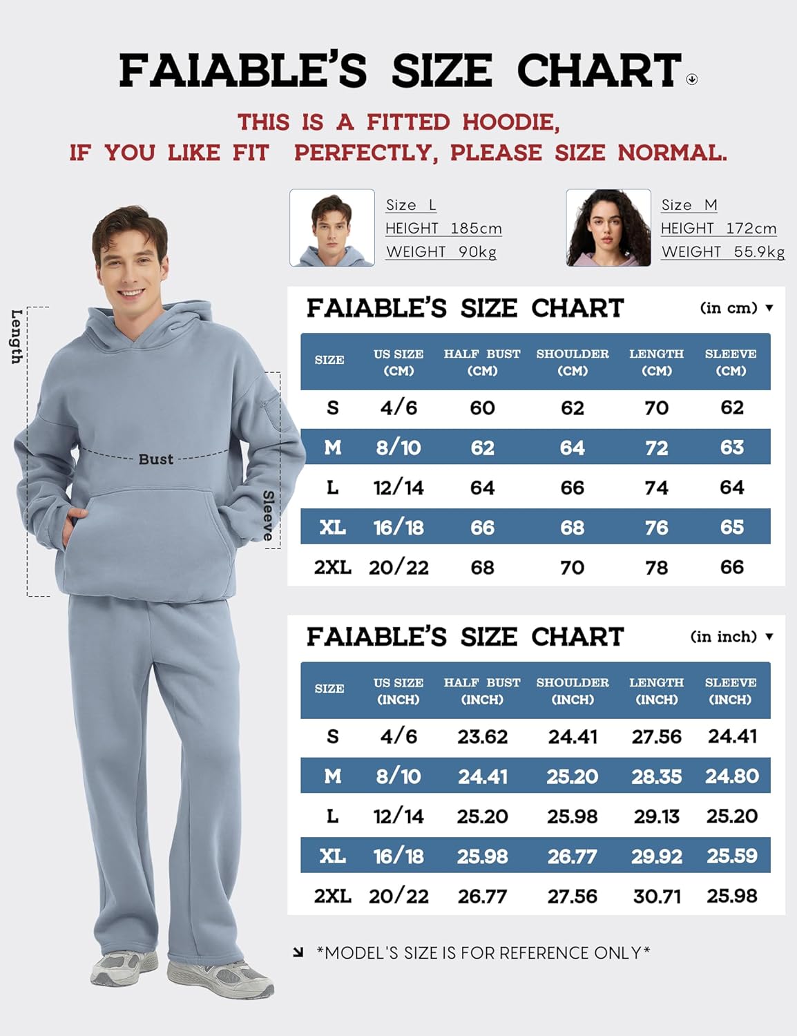 FAIABLE Men's Hoodies Pullover Oversized Soft Hooded Sweatshirts Heavyweight Fleece Athletic Travel Hoodie with Hidden Pocket - Image 6