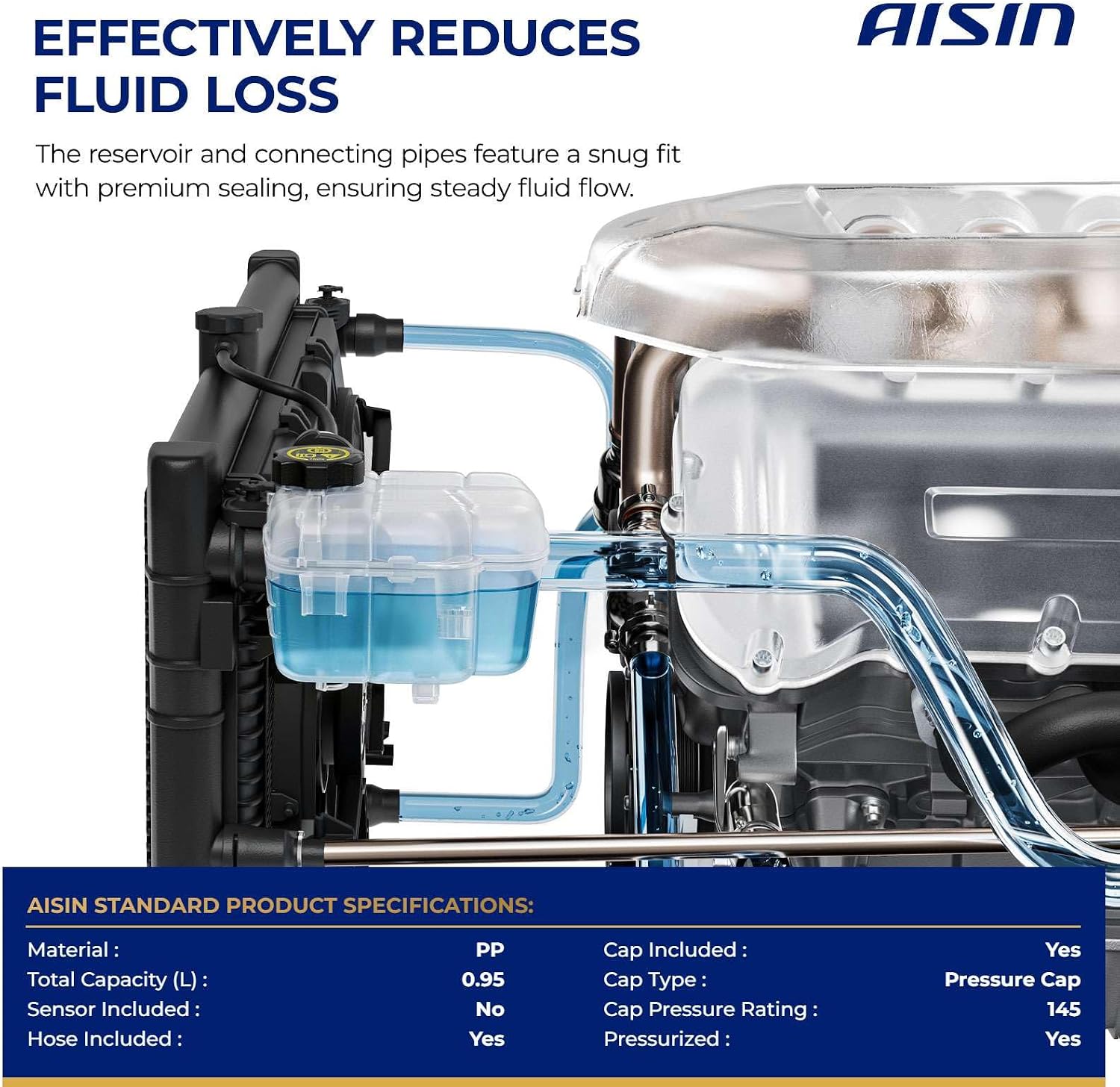 AISIN AFTERMARKET EXTFC-00162 Coolant Reservoir Expansion Tank with Cap