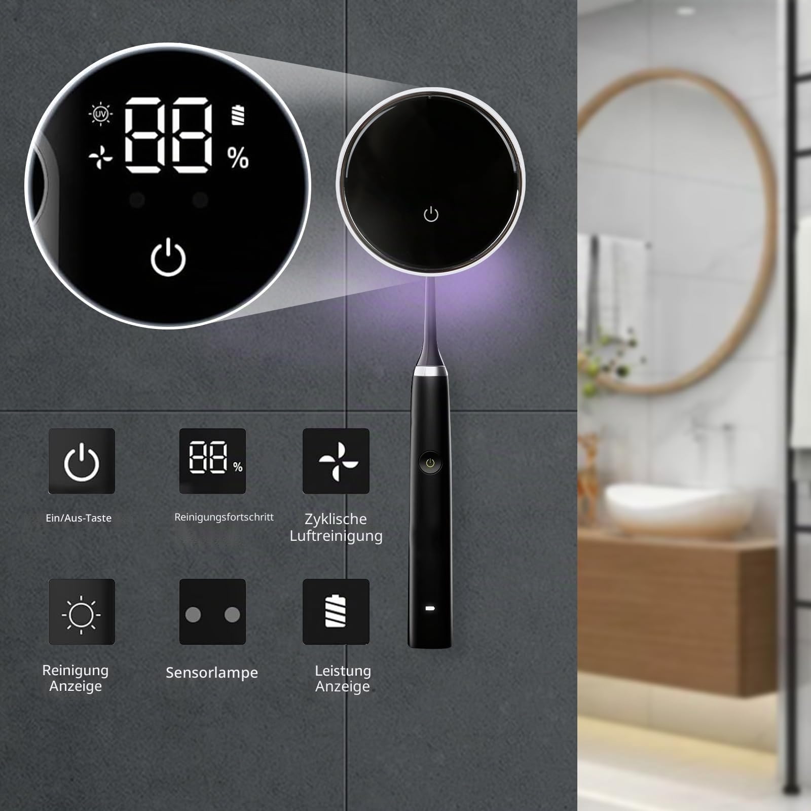 UV Desinfektions Zahnbürstenhalter mit Trocknen, Automatischer Sensor Bürste Halter, Elektrischer Zahnbürsten Desinfektionsmittel, Zahnbürste Sterilisator Organizer