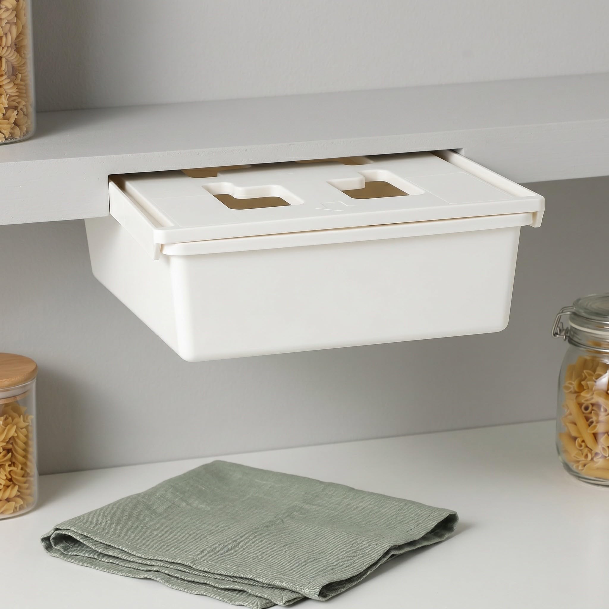 3 Pezzi Scatola Portaoggetti Bianca in Plastica Design Combinato per Organizzazione Flessibile e Salvaspazio da Appendere Sotto la Scrivania