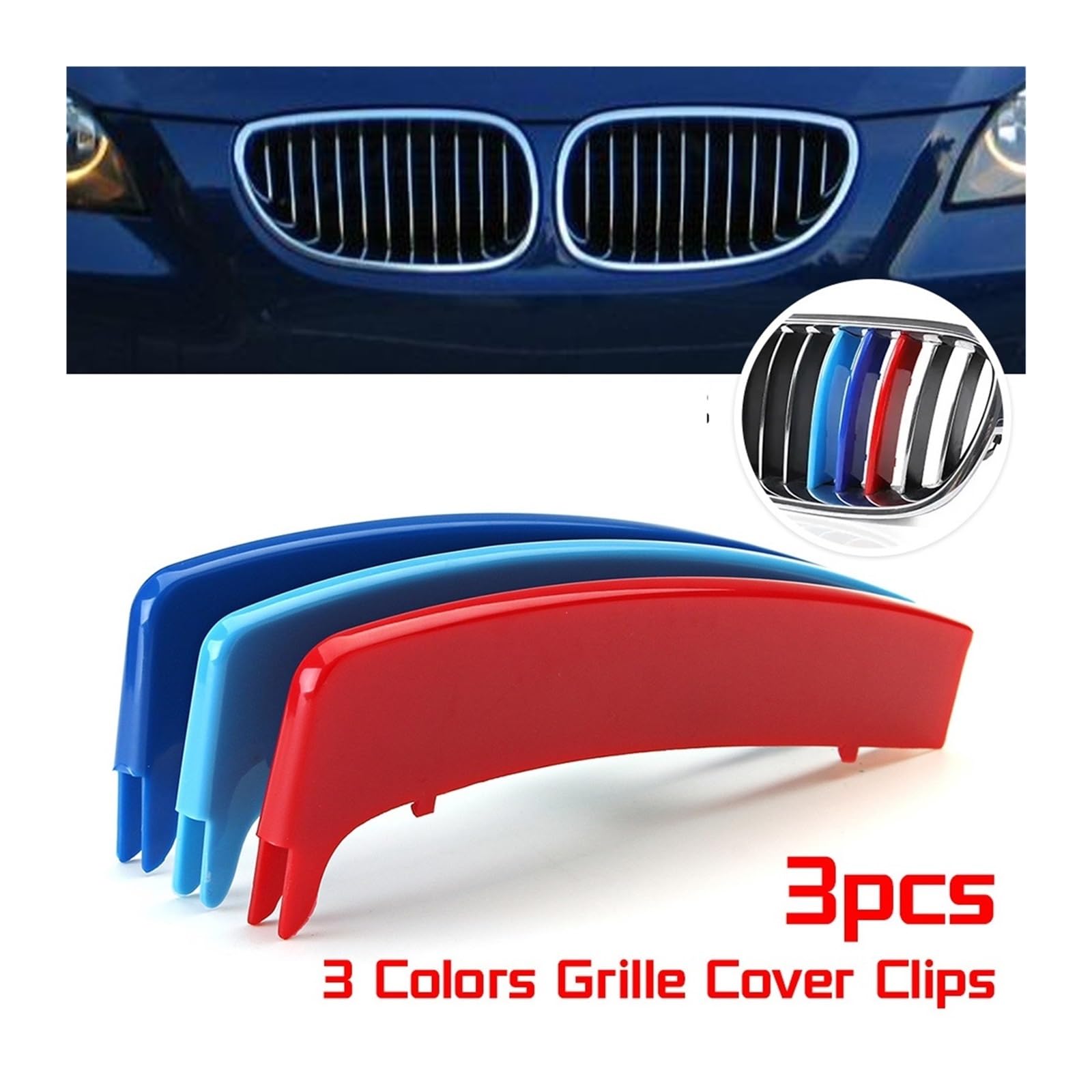 3D Sport Kühlergrill Grillabdeckung Clip Zierleiste Kompatibel mit 1er Serie E81 E82 E87 E88 2004 2005 2006 2007 2008 2009 2010 2011