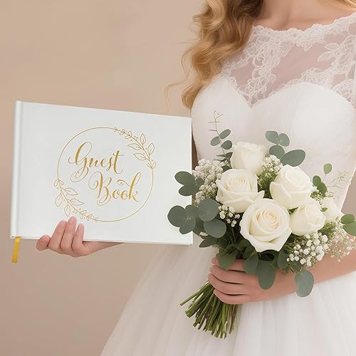 Miniatura 2 de LotFancy Polaroid - Libro de invitados de boda, 10 x 8 pulgadas, libro de invitados Polaroid con 128 páginas, tapa dura de lámina dorada, libro de