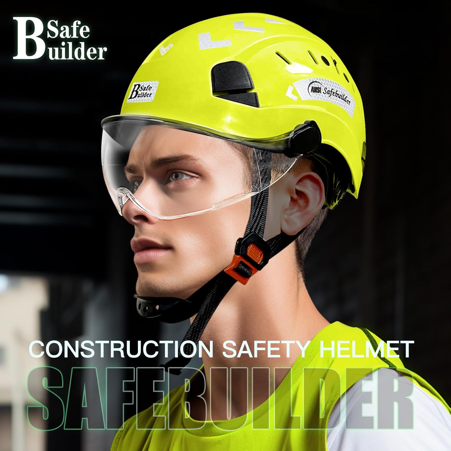 Construction Safety Helmet with Visor ABS Hard Hat Adjustable Ventilation Hardhats Industrial Work Head Protection for Men Certified ANSI/ISEA Z89.1 - Image 6