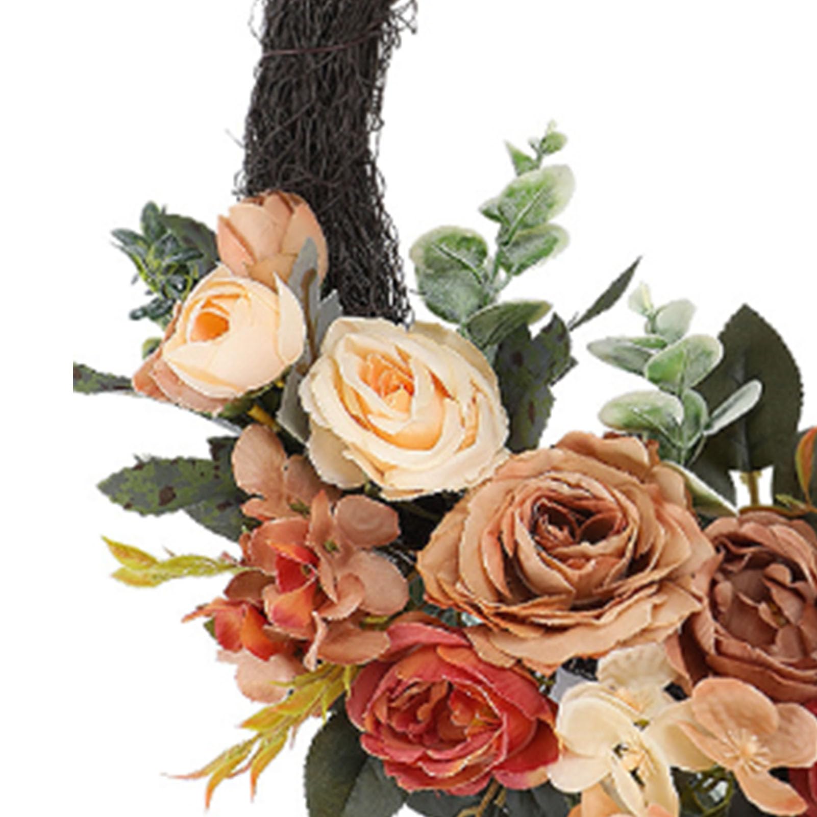 RIZGHWOY Ghirlanda di Fiori Artificiali, con Realistica Composizione Floreale di Rose di Seta Decorazione Rustica da Appendere Alla Porta Primaverile Estiva per il Matrimonio (Ghirlanda di rose