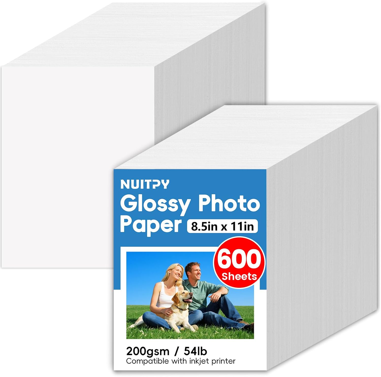 600 Sheets Glossy Photo Paper, 8.5in x 11in Inkjet Photo Printer Paper, Picture Paper for Photos, Calendars, Brochures, Cards, Menus(200gsm / 54lb)