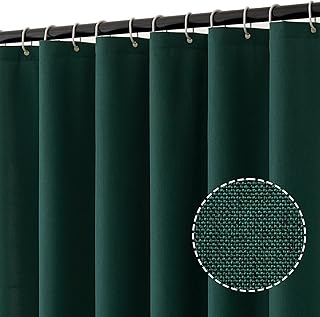 MIULEE Leinen Texturiert Duschvorhang 120x200 cm dunkelgrün, Schwerer Hotel Luxus Polyester Wasserdicht Duschvorhänge, Antischimmel Waschbar Stoff Badvorhang für Badezimmer mit 8 Ringe