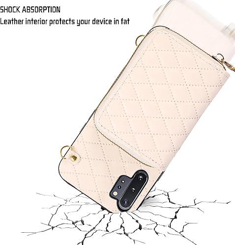 Miniatura 6 de Funda desmontable con correa cruzada para Samsung Galaxy Note 10 Plus Note10+ 5G con cremallera, ranuras para múltiples tarjetas, cubierta de cuero