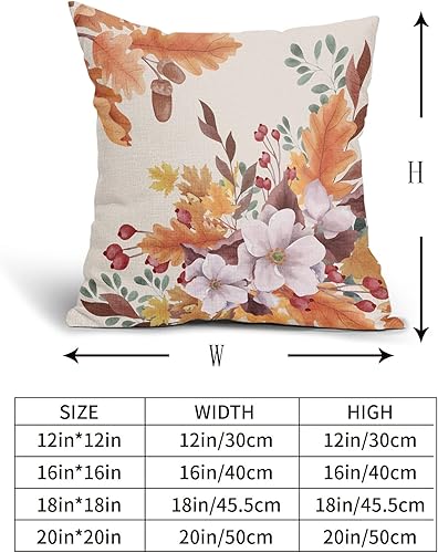 Miniatura 4 de Juego de 2 fundas de almohada de hojas otoñales naranjas otoñales de 18 x 18 pulgadas, diseño de hojas florales de Acción de Gracias, juego de 2