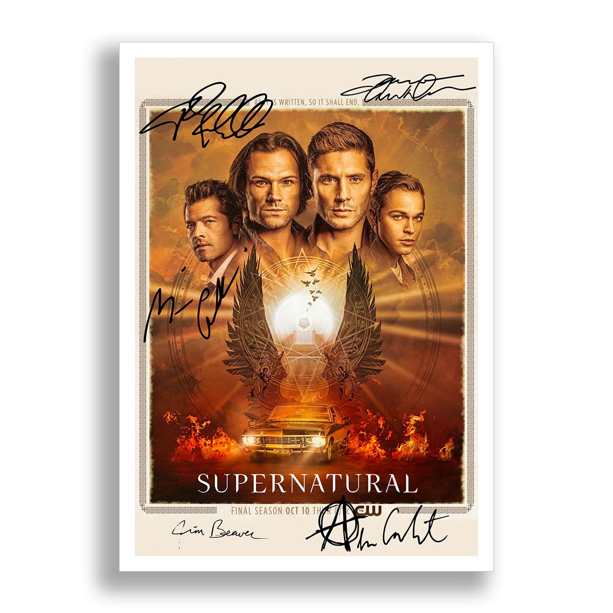 Mounted Gifts A4 Poster Only Supernatural Season 15 Cast Signed Autograph A4 Poster Photo Tv Show Series Framed Memorabilia Gift Jared Padalecki Jensen Ackles (A4 Poster Only)