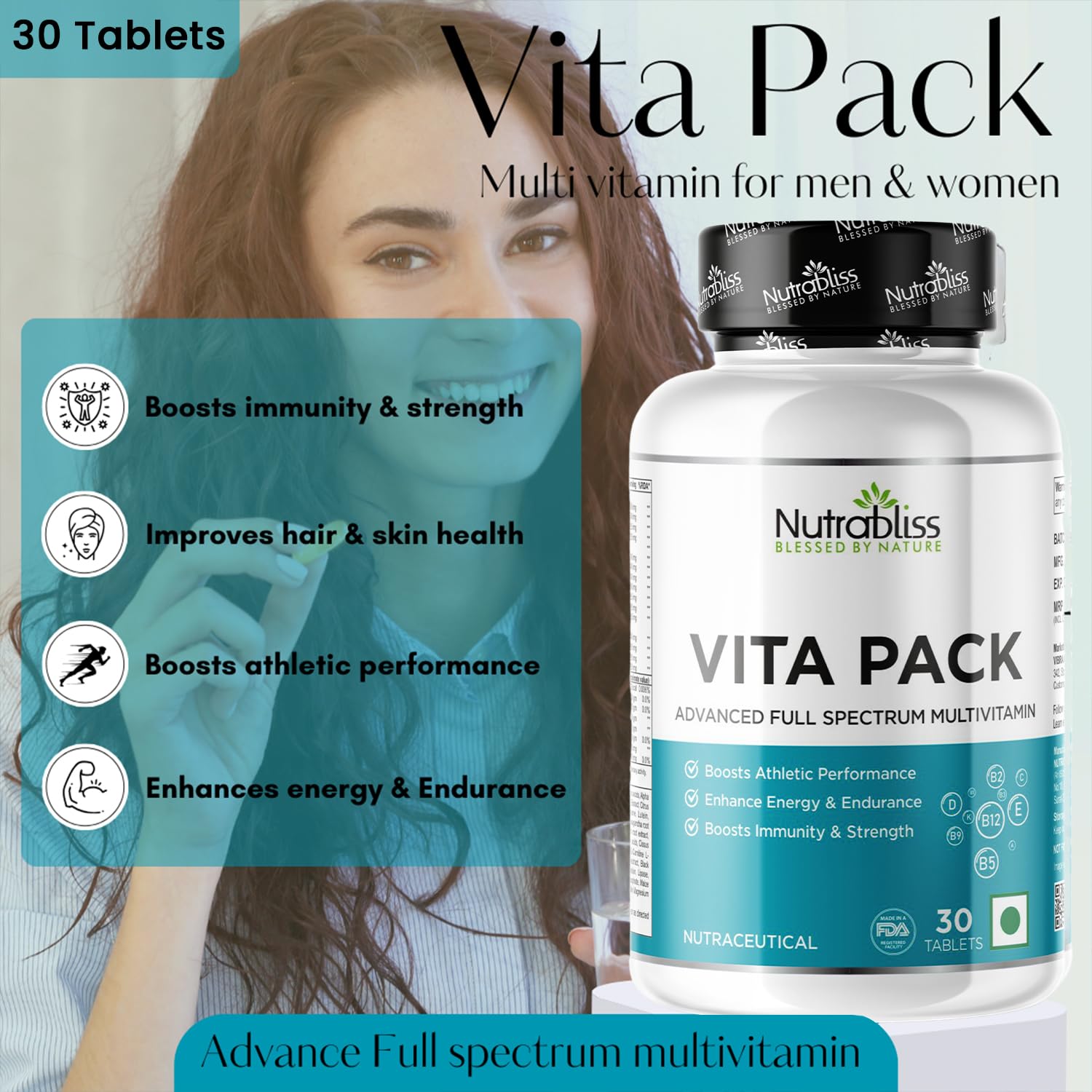 Nutrabliss Multivitamin for men and women | Daily Multivitamin with vitamin C, D, E, B12, zinc | Immune support, energy and wellness required vitamins, non-GMO supplements for adults. 30 bullets Nutrabliss Multivitamin for men and women | Daily Multivitamin with vitamin C, D, E, B12, zinc | Immune support, energy and wellness required vitamins, non-GMO supplements for adults. 30 bullets
