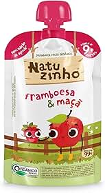 Natuzinho, Papinha Orgânica para Bebê, Sabor Framboesa e Maçã, Sem Açúcar, Aditivos ou Conservantes, Estimula o Paladar, 99g
