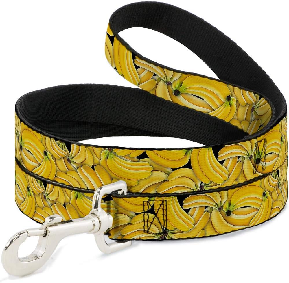 Dog Leash Vivid Banana Bunches Stacked 6 Feet Long 1.0 Inch Wide