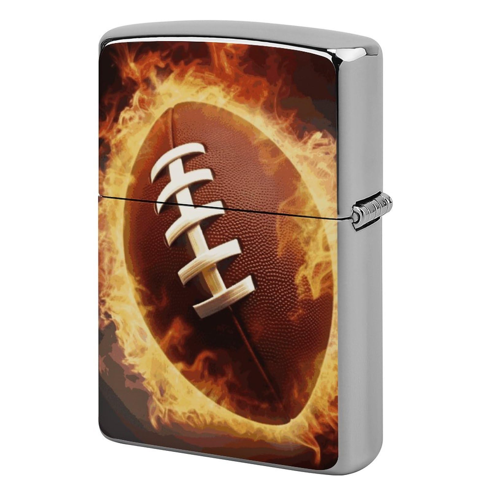 Flaming American Football Lighter Case for Men, Personalized Lighter Cover for Valentine's Day Gifts, Flip-Top Lighters Shell for Outdoor, Portable Lighters Protective Sleeve