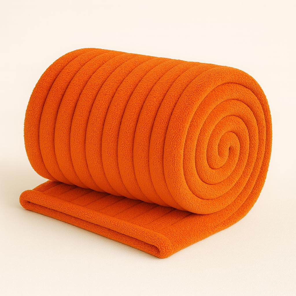 Bella Nights Chunky Ribbed Cord Faux Fur Throw – Velvet Touch Thick Soft Blanket for Sofa & Bed – Cozy Warm Throwover with Luxurious Texture (Orange, 200 x 240)