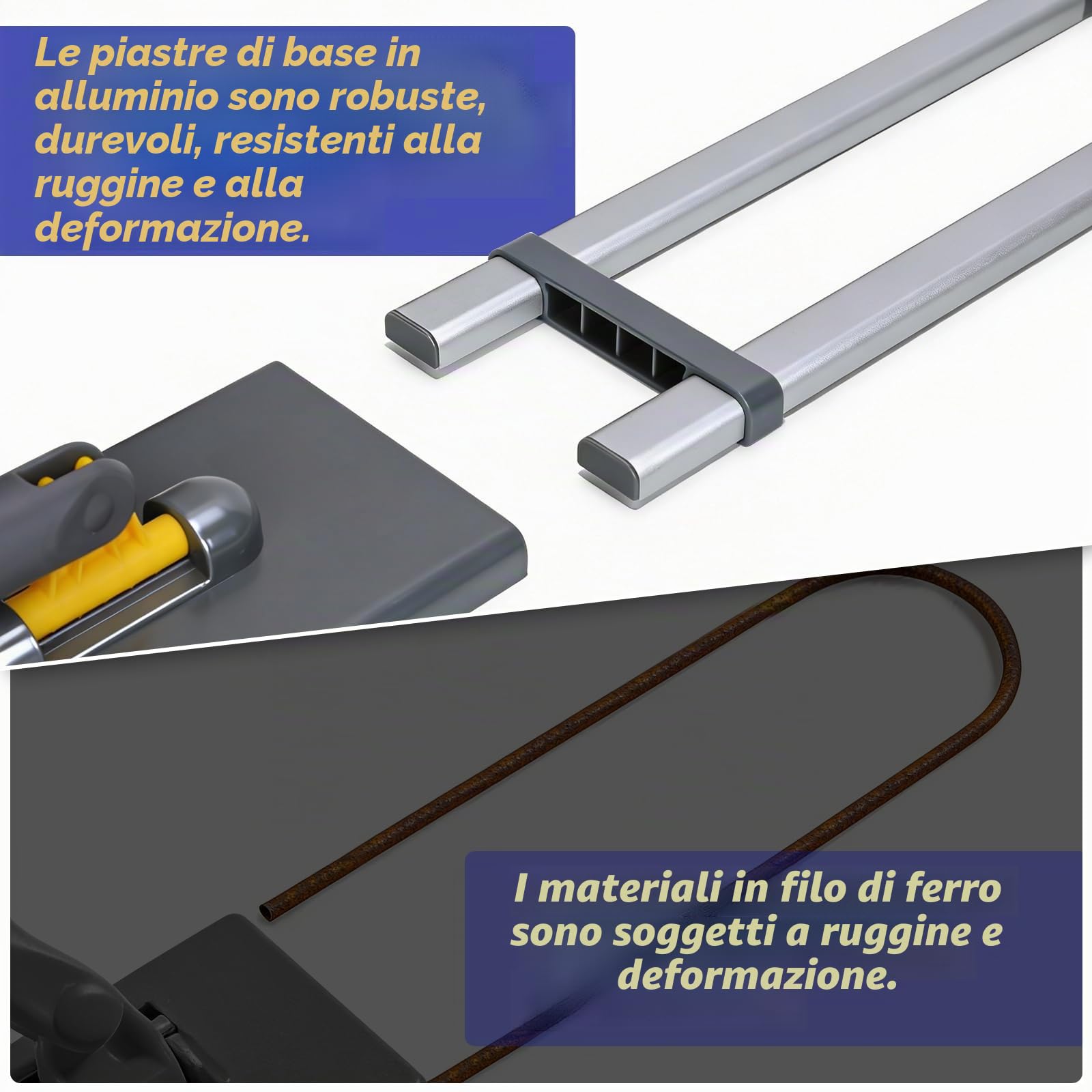Masthome 36 pollici commerciale Dust Mop con telaio in alluminio | Manico regolabile da 152,4 cm, 2 diversi cuscinetti in tessuto per hotel, magazzini, garage