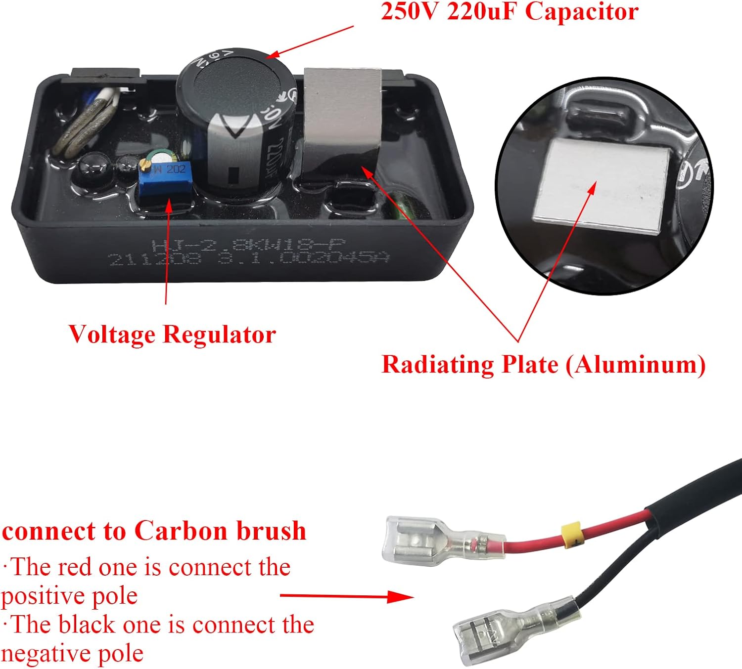 WOTIAN Generator Avr Automatic Voltage Regulator Compatible with Honda Predator Champion Firman DuroMax Generator Parts 3500 4000 watt 2KW 3KW 3.5KW 4KW 30060-Y025110 Homelite 290440011 4375 4650