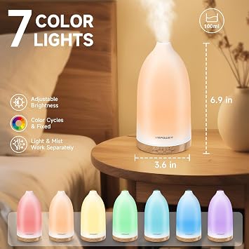 URPOWER 100mL Essential Oil Diffuser Aromatheray Scent Diffusers for Home