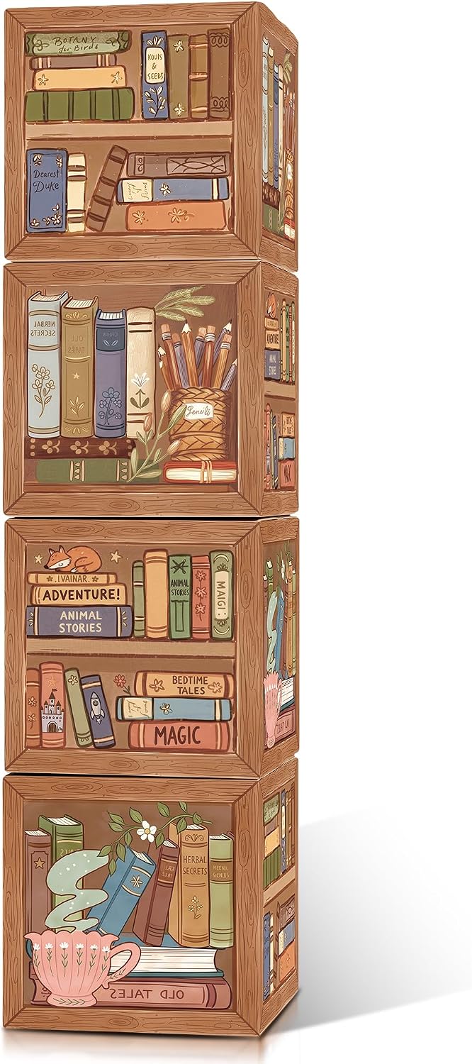 READIGO 4PCS Storybook Baby Shower Decoration Boxes Set, Book Theme Party Decor for Book Club & Birthday