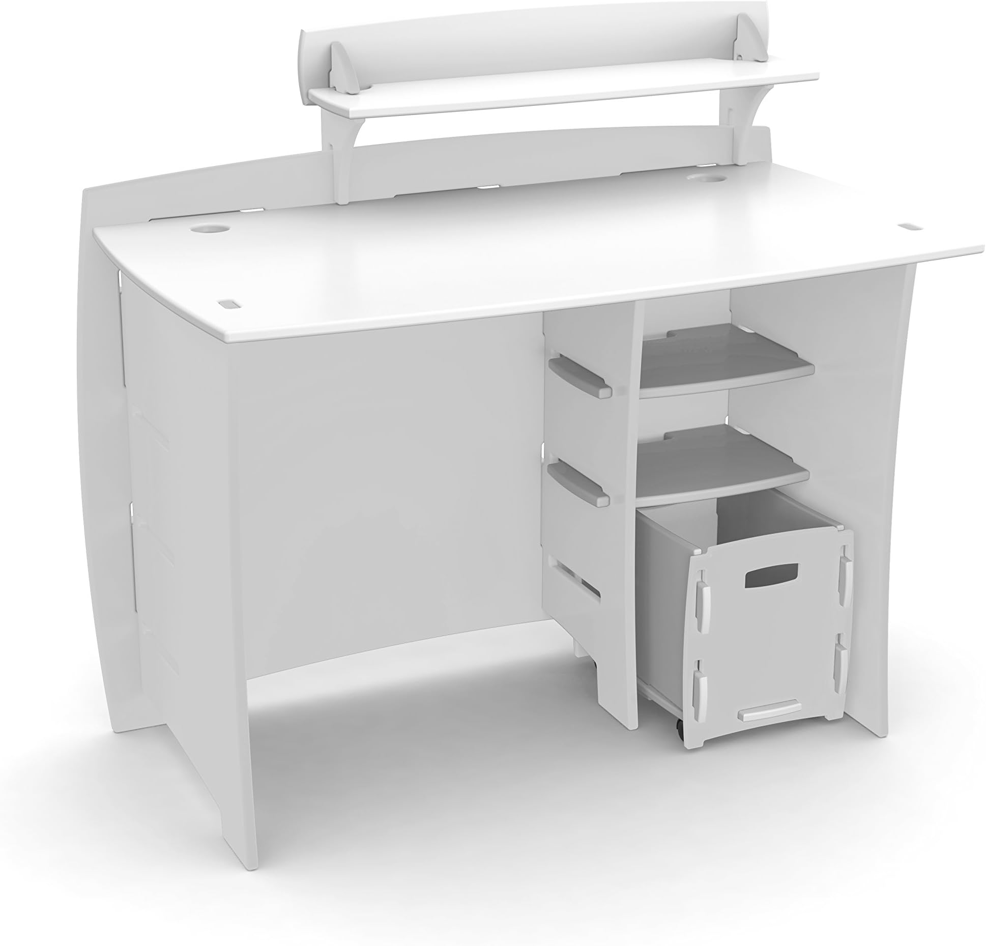 Legaré Furniture Children's Desk with Shelves and File Cart Set for Kids, White