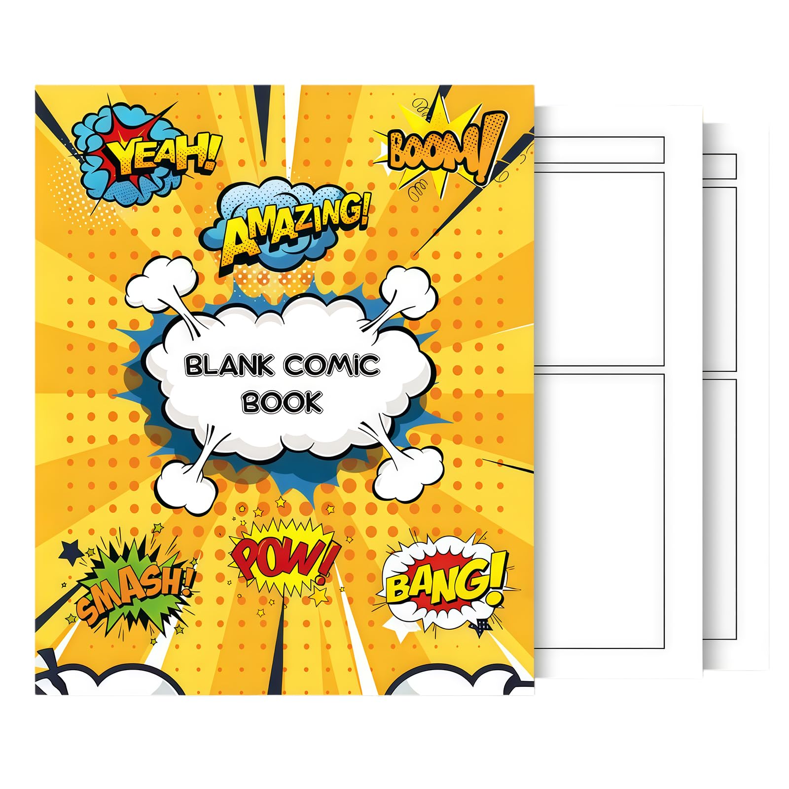 Yellow Cover Blank Drawing Book, Make Your Own Comic Books with Smooth Surface for Comic Creation, Practical Blank Comic Book for Home School and Studio, Creative Gift for Comic Lovers